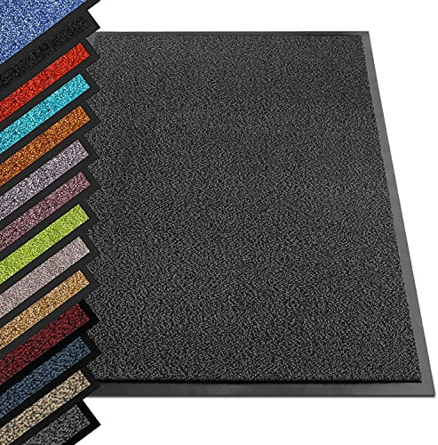 Casa Pura - Tappetino per Ingresso da interno SKY tappetino antiscivolo e antipolvere, zerbino d'ingresso per interni, zerbino lavabile e ultra assorbente - Antracite - 60x90 cm