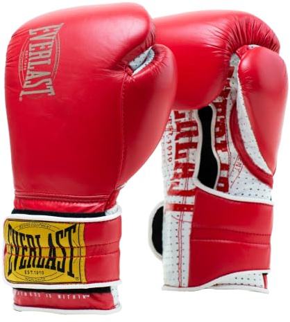 Everlast 1910 Sparring Boxhandschuhe 16oz, Leder, Boxsack, Pratzen | Boxing Gloves, Sparringhandschuhe, Echtleder, belüftete Handfläche, Kickboxen, Männer, Damen