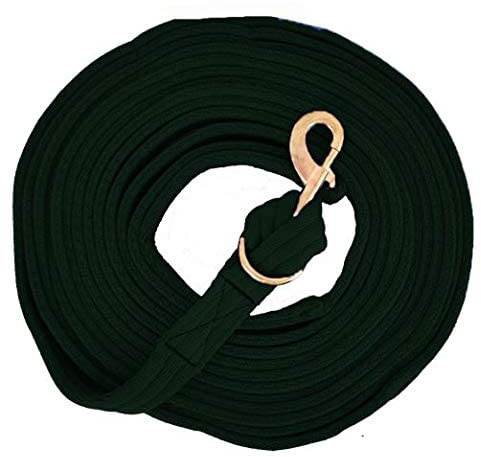 Showman Flat Cushion Lunge Line w/Removable Brass Snap (Hunter Green)