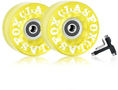 CLAS FOX 78A Quad-Rollschuhe für drinnen oder draußen, 65 x 35 mm, mit ABEC-9-Kugellagern, 8 Stück, Gelb