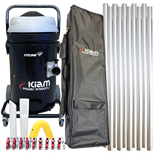 Kiam Cyclone Polypropylene Gutter Cleaning System Side Entry 3600W Triple Motor Industrial Wet & Dry Vacuum Cleaner & Gutter Pole Kit & Holdall Carry Bag (28ft (8.4m))