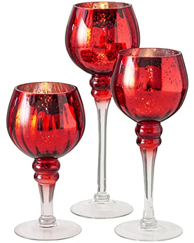 Boltze 2001915 Minou Windlicht rot 20-30 cm (Set3)