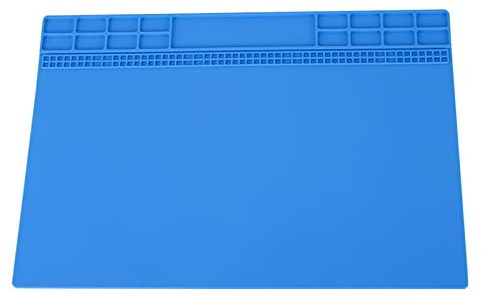 Joyzan Repair Mat, 13.8 * 9.8in 500℃ Heat Insulation Silicone Soldering Mat | Electronic Work Welding Pad Tool, Magnetic Solder Screw Anti Static Brazing Kit, for Desoldering Watch Phone Laptop (Blue)