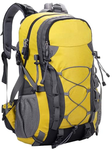 Hengqiyuan Rucksack Wasserdicht 40L Wanderrucksack | Herren Damen Reiserucksack Leicht Trekkingrucksäcke Outdoorrucksack für Reisen Camping Klettern Radfahren,Gelb