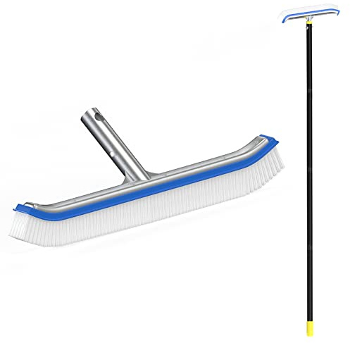 Cepillo para Piscina con Barra - Cabezal de Cepillo de Cerdas de Nailon Pulidas de 45 cm de Ancho - Diseñado para la Limpieza de Baldosas y Suelos de Paredes (180cm)