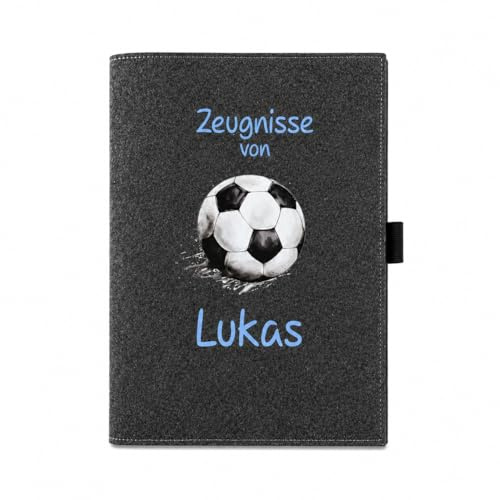 Personalisierte Zeugnishülle Fussball Design verschiedene Farben/Zeugnismappe mit Namen/Einschulung /
