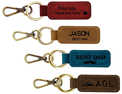 Mostop Personalisierter Leder-Schlüsselanhänger, personalisierter Schlüsselanhänger mit Gravur, Geschenk für Männer, Frauen, Papa, Freund, Vatertag, Abschluss