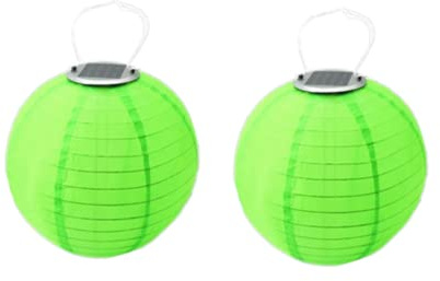 Yeehliny Solar Lampions außen Wetterfest 30cm Lampingions Lampion Solar Outdoor IP55 Wasserdicht Solarlaterne Hängende Nylon Laterne für Garten, Balkon, Hof, Hochzeit, Party Deko (2pcs/Grün)