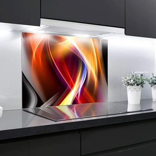 Splashback Tempered Glass Heat Resistant Toughened Decorative – 90 x 65 cm – 4 mm Thick – Perfect Behind Gas, Ceramic and Induction Cookers – Easy to Clean and Hang…