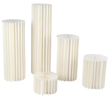 Pappe Hochzeit Blumenständer, 5 Größen Weiß Hochzeit Vasen Set Tragfähigkeit 50kg Jede und faltbar für Einweihungen Jahrestage Geburtstage Hochzeiten