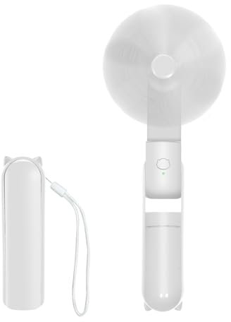 Jsdoin Handhållen Fläkt, USB-uppladdningsbar Bärbar Handhållen Fläkt Med 3 Hastigheter Mini Fickfläkt Hopfällbar Resefläkt Med Powerbank Skrivbordsfläktar Med Snodd för Hem Resa Kontor Utomhus (Vit)