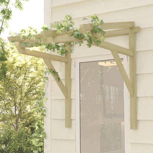 ARKEM Auvent de Porte 100x100x100 cm Bois de pin Massif imprégné,Auvent de Porte,Toit Abri Protection Contre La Pluie et UV,Auvent de Porte d'entrée