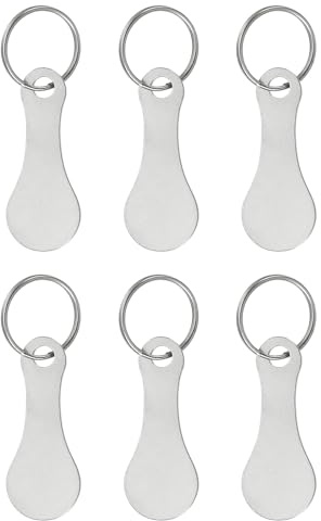 PATIKIL Shopping Trolley Token Key Ring, 6 Pack 2.2 Inch Stainless Steel Cart Remover Unlock Release Keychain for Grocery Shopping Cart, Silver Tone