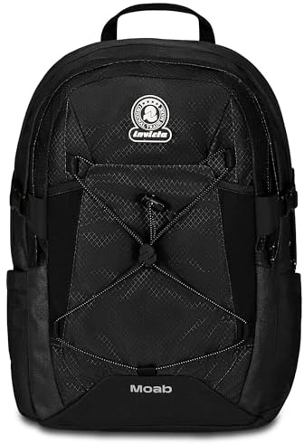 Invicta Zaino Scuola Moab Solid, Nero, Doppio Scomparto Con Cinghia a Vita e Nastro Torace, Tasca Porta PC e Borraccia, Organizer, Per Viaggio