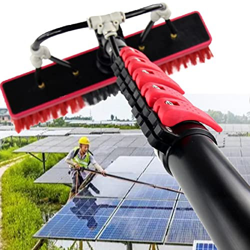 Photovoltaik-Solarmodule und Fensterreinigungsstange, Waschwerkzeug für Fensterglas, Karbonfaser, Langer Griff, einziehbare rotierende Wasserbürste, 7,2 m/24 Fuß