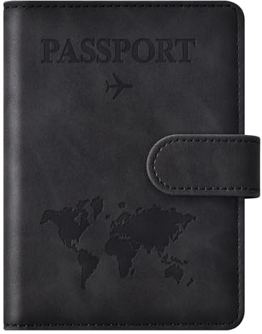 Eoehro Passport Holder for Travel Essentials, Passport Wallet Cover Case for Travel Must Haves Accessories,Passport Book Holders for Women and Men(black)