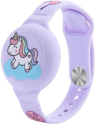 NATOSU Bambini impermeabile per braccialetto Airtag, regolabile, simpatico unicorno nascosto, design cartoni animati per titolari di Air Tag, in silicone anti-perdita GPS per bambini