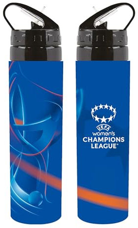 UEFA Borraccia sportiva da donna Champions League con cannuccia, 750 ml, prodotto con licenza ufficiale UWCL, in alluminio, design a tenuta stagna, senza BPA, prodotto ufficiale UWCL, regalo ideale