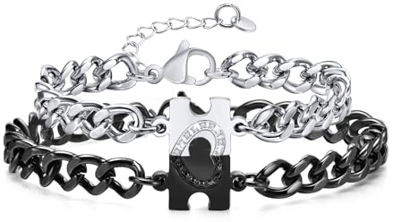 VNOX Pulseras para Parejas Regalo Aniversario Pareja: Pulsera Parejas de La Suerte Acero Inoxidable Regalo Pareja Regalos Originales para Novio y Novia Parejas