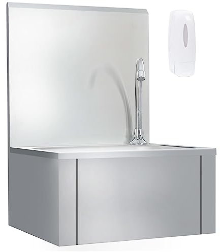 Handwaschbecken mit Wasserhahn und Seifenspender Edelstahl