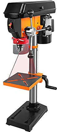 LVSEWOA Taladro de Banco de 10 Pulgadas y 12 velocidades, portabrocas de 3 a 16 mm, Taladro de Mesa para Hierro, Aluminio, Madera y Placas de plástico