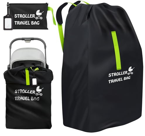 Borsa per passeggino, borsa da viaggio XL per bambini, copertura impermeabile per cancello, tracolla portatile per carrozzina