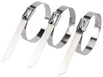 304 Stainless Steel Metal Detectable Cable Tie - Twisted Lock Zip Wrap - Available in 10, 20, or 100 Pcs, 12mm (0.47 inch) Width, 150mm & 200mm Lengths