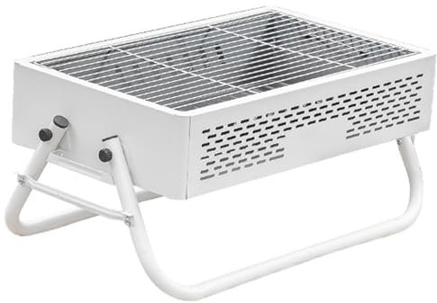 Mini Barbacoa Sin InstalacióN, Barbacoa Carbon de Acero Inoxidable, Barbacoa Plegable para JardíN y Cocina al Aire Libre(White)