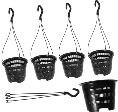 KONTONTY 5Er-Set HäNgende BlumentöPfe Aus Kunststoff FüR Orchideen Balkon Dekoration PflanzgefäßE HäNgeblumentöPfe Schwarz FüR Innen Und AußEn