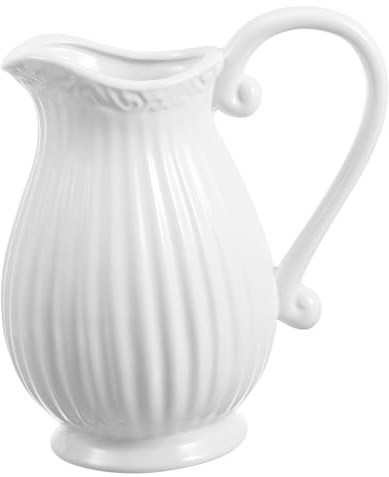 Ipetboom 1 Pichet en Céramique Vase Pichet à Rayures Blanches, Pot de Fleurs de Bouilloire, Décoration Minimaliste pour Bureau et Salon
