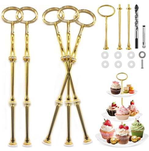 Dtoterul Etageren Stangen Set Gold 5 Stück Etagere Bausatz Stäbe Für Etageren Bastelset Gestänge Für Metallstange Etagere Oval Selber Machen