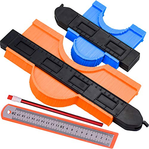 2 Stücke Konturenlehre mit Feststeller 10+5 Zoll/25+12cm, Konturenlehre Groß Kontur Duplikator laminatschneider Konturmessgerät Profillehre, Holzbearbeitungs laminat werkzeug