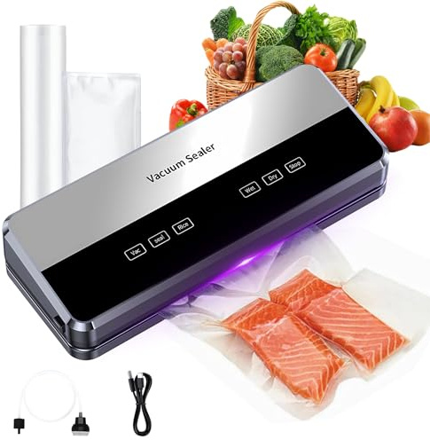 Vacuum Sealer Food Vacuum Sealer, Food Packer Equipped with Vacuum Bagswith Built-in Cutter, with Built-in UV Rays Starter Kit Dry Moist Seal Pulse Canister Mode Pro Food Preservation Kit