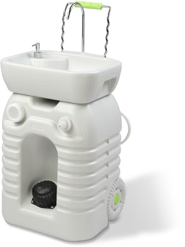 Bonnlo 45L Portable Sink, Rolling Hand Wash Station with Towel Holder & Soap Dispenser & Wheels, Camping Sink for Outdoor Events, Worksite, Market Stall