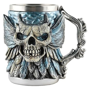 Bomefoi Chopes À Bière Pour Hommes - Verre Cocktail Tête De Mort | Récipient Boisson Décoratif 50cl pour Maison Anniversaire Noël Amis Restaurant Quotidien Déplacements Action De Grâces