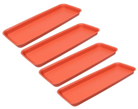 Veemoon 4 pièces sous-Pot Fleur Rectangulaire Plastique Lot de Plateau Étanche pour Plantes Intérieur et Extérieur Coupelle Pot Fleur Anti-Fuite pour Balcon Patio et Jardin