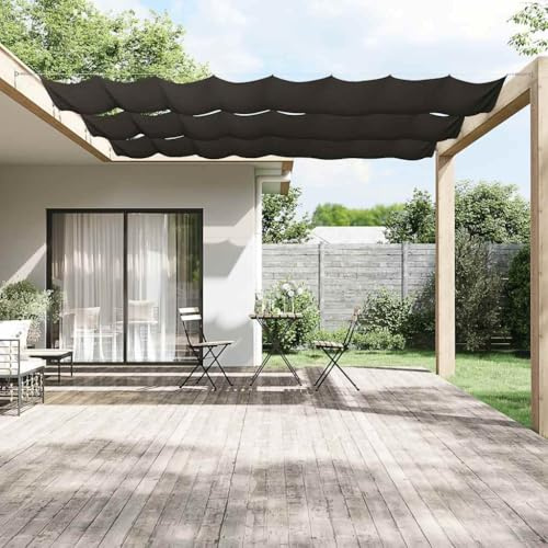 Tendone Da Esterno Giardino Terrazza Balcone Patio, Paravento Verticale Antracite 140x800 cm Tessuto Oxford