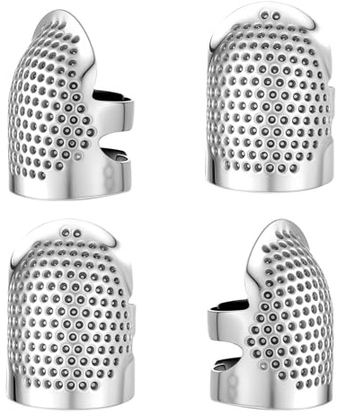 Ditale da cucito in metallo, 4 ditali regolabili in metallo per cucito a mano, ricamo e cucito, set di accessori per cucito fai da te