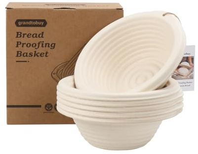 6-Pack Round Pulp Proofing Baskets 7.5 Inch with Liners for Sourdough | Artisan Bread Sugarcane Pulp, Reusable, Easy Release, Breathable Liner