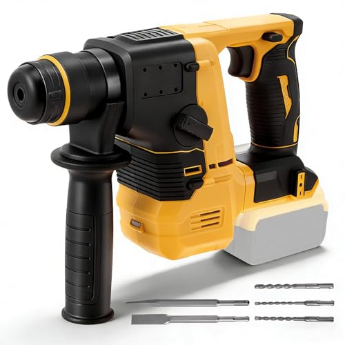 SDS Drill Cordless Compatible with DeWalt 20V Max Battery, 800W Brushless SDS Hammer Drill with 5 Drill Bits, 1700RPM 4470BPM Rotary Hammer for Concrete Masonry Wood (Batteries & Charger NOT Included)