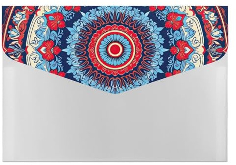 Cartella portadocumenti a fisarmonica a fisarmonica con motivo mandala circolare, multi-tasca, espandibile, per riporre documenti portatili
