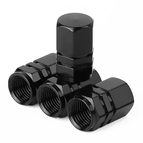 4 Pezzi Tappi Stelo Valvola Pneumatico in Alluminio per Toyota CHR Hilux Fortuner Land Cruiser 200, Cappucci delle Valvole con Anello di Tenuta, Parapolvere Auto Accessori,Black
