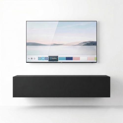 InnoFurn Lowboard Vela, hängendes TV-Board, Schwarz Matt (27 x 139 x 31 cm) | Made in Germany, Hochwertige MDF Fronten, Praktische Griffmulde, Sanftes Öffnen