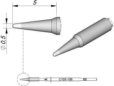 JBC Lötspitze Serie C105, Rundform, C105106/Ø 0,5 mm, gerade C105106 (Lötkartusche Lötpatrone Loetspitze Loetkartusche Loetpatrone Entlötkartusche Entlötspitze Entlötpatrone Entloetpatrone)