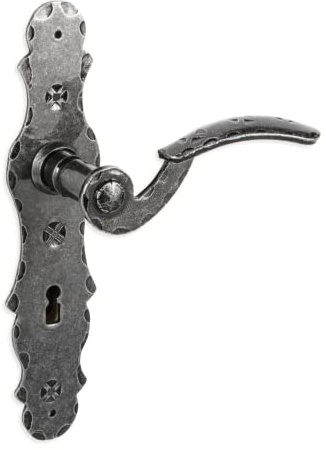 Gedotec Juego de manillería placa larga hierro forjado negro | 1 pieza Herraje de puerta manilla antigua | BERN | Juego de manillería para puertas de interior | PZ 88 mm cilindro