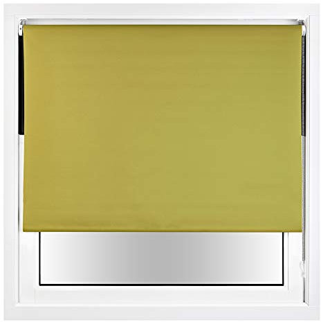 FURNISHED Verdunkelungsrollo mit Metallbeschlägen, zuschneidbares, isoliertes Thermogewebe, robuste, einfach zu installierende Halterungen, Fensterrollos - Grün, 150W x 210H cm