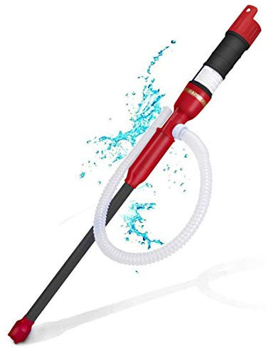 ONCCI Elektrische Benzinpumpe Siphon Pumpe Batteriepumpe Kanisterpumpe Umfüllpumpe von Diesel Öl Wasser Benzin (Schwarz-Rot)