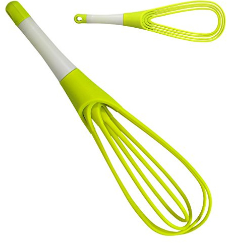 Iconikal 12-Inch Collapsible 2-In-1 Balloon/Flat Whisk, Green