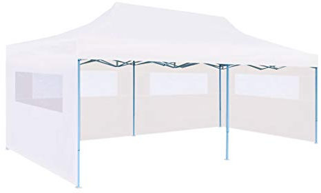 HOMIUSE Pop-Up Partyzelt mit Seitenwänden Faltbar 3x6 m Pavillon Faltpavillon Grillpavillon Verkaufsstand Gartenpavillon Gartenlaube Party Zelt Pavillion Klappbar Pop Up Pavillon Faltbar Stahl Weiß