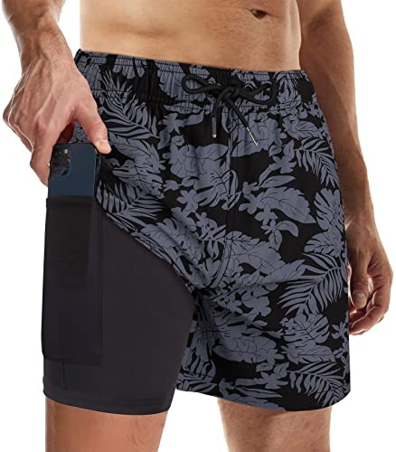 Suwangi Shorts de Bain Homme Short de Bain Surf Pantalon Court de Sport Plage Maillot de Bain à séchage Rapide